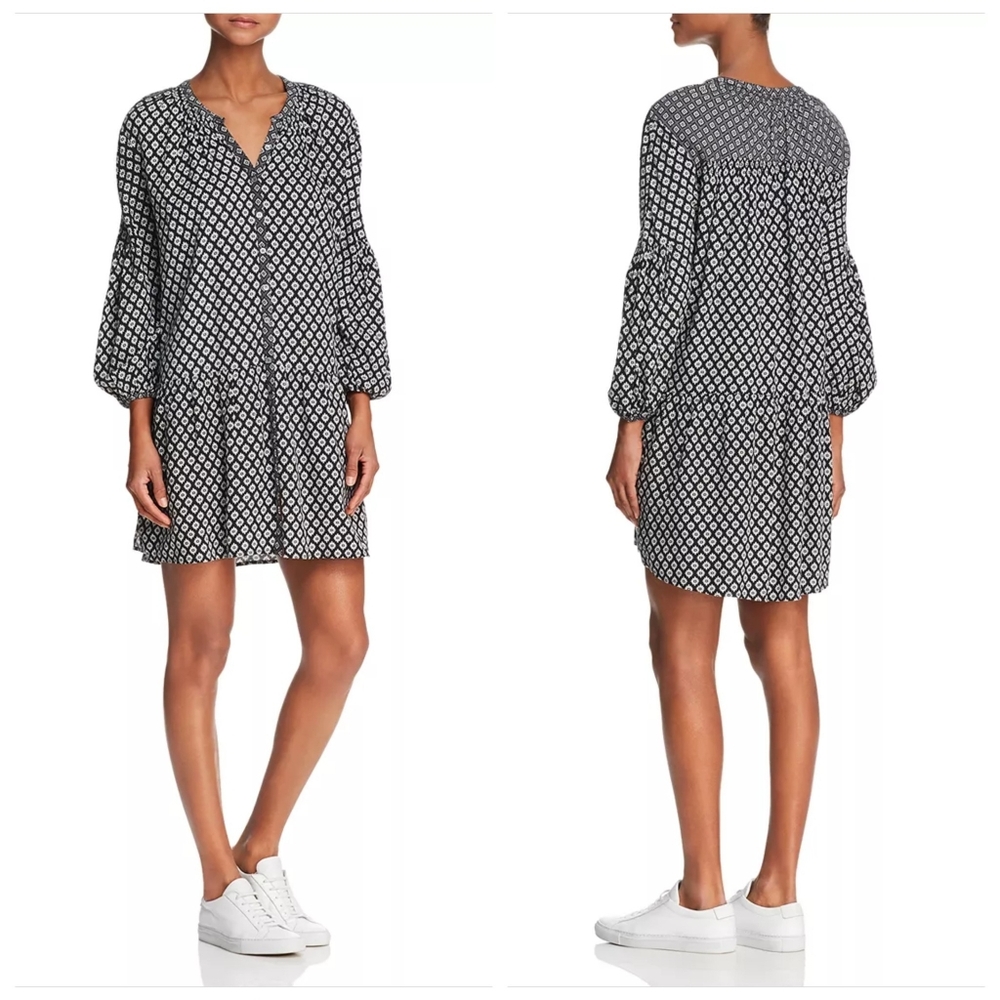 Joie Hagi Floral Dress Black & White Rayon AOP Size Small